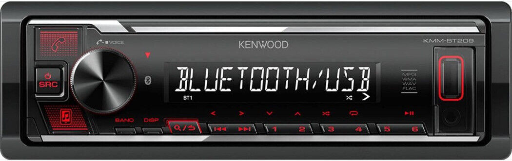 KENWOOD KMM BT209 Single Din Car Stereo Headunit with Bluetooth, USB, Alexa