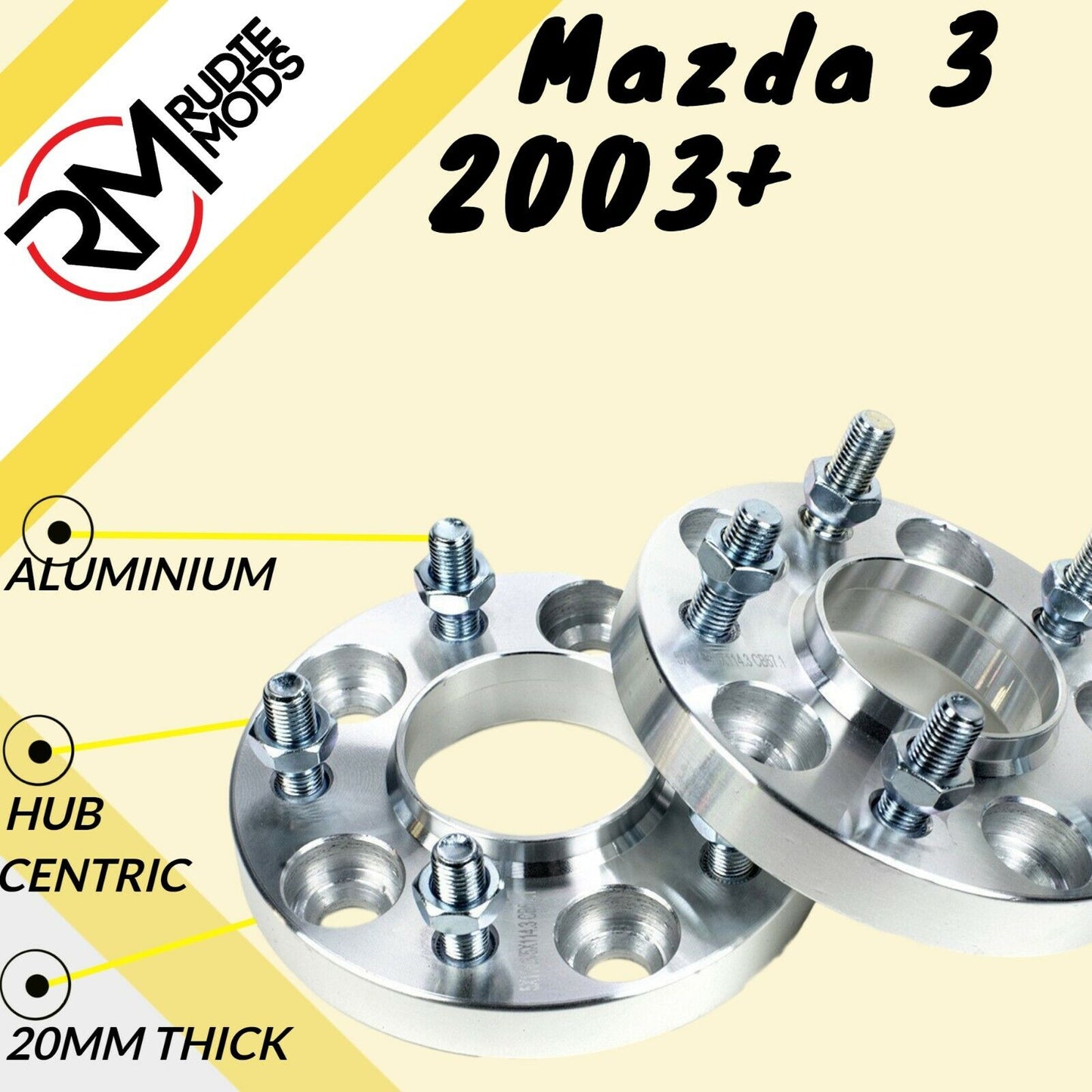 Mazda 3 2003 Onwards 5x114.3 67.1 20mm Hubcentric wheel spacers UK MADE