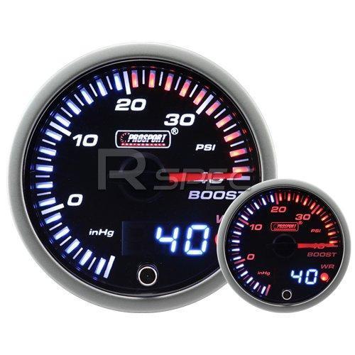 60mm JDM Smoked Style 40 PSi Boost Dual Stepper Motor Gauge with warning