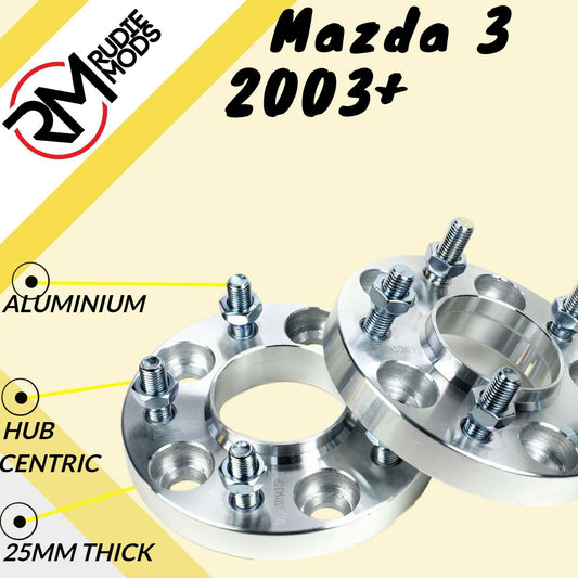 Mazda 3 2003 Onwards 5x114.3 67.1 25mm Hubcentric wheel spacers 1 pair UK MADE