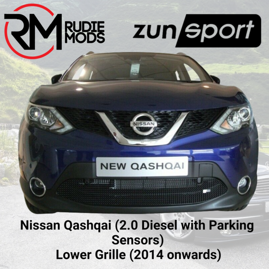 Zunsport Black Lower Grille to fit Nissan Qashqai 2014+ 2.0D with Parking Sensor