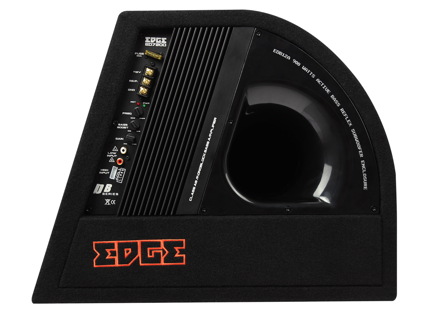 New Edge EDB12A 12" Active Car Subwoofer Built in AMP Inc Wiring Kit