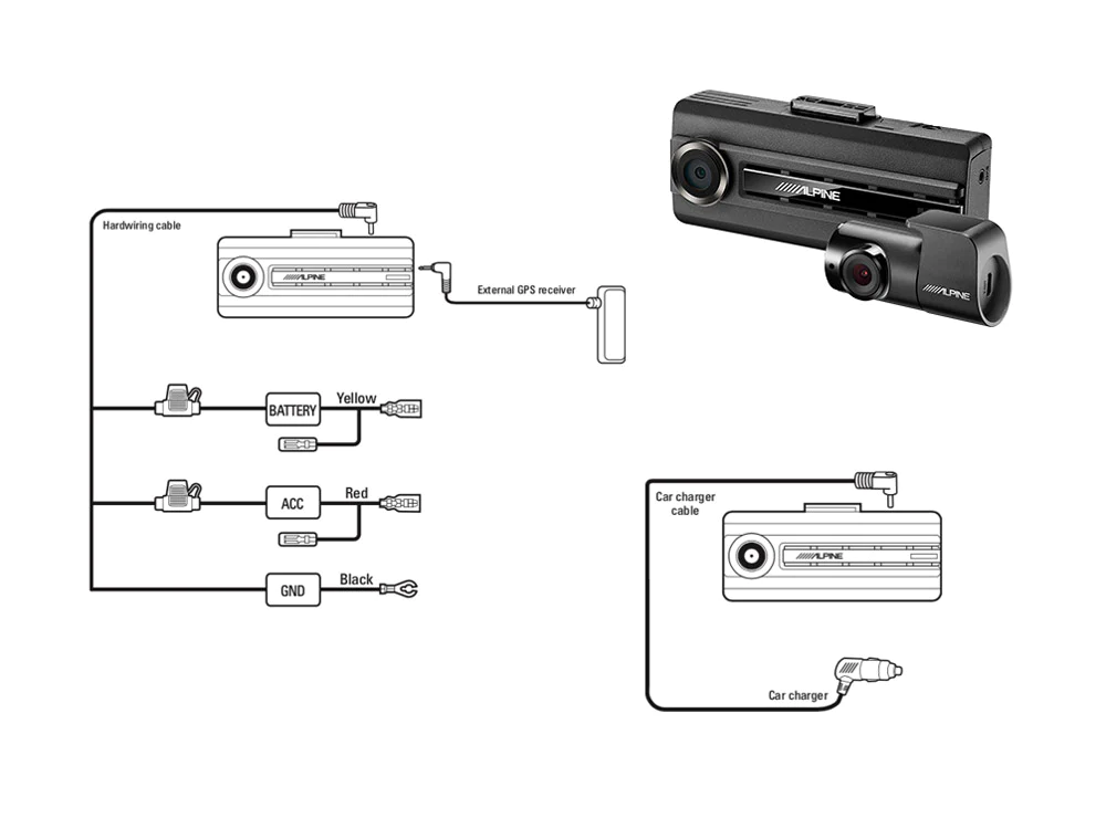 Alpine Advanced 1080p Dash Cam + Rear Add-on Full HD Camera