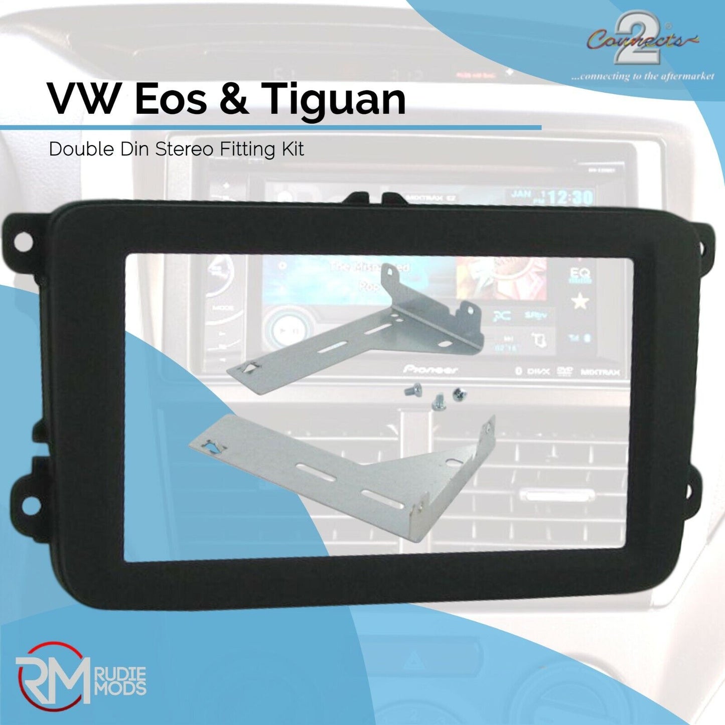 Connects2 Double Din Fitting Facia Plate with Fitting Brackets VW Eos & Tiguan