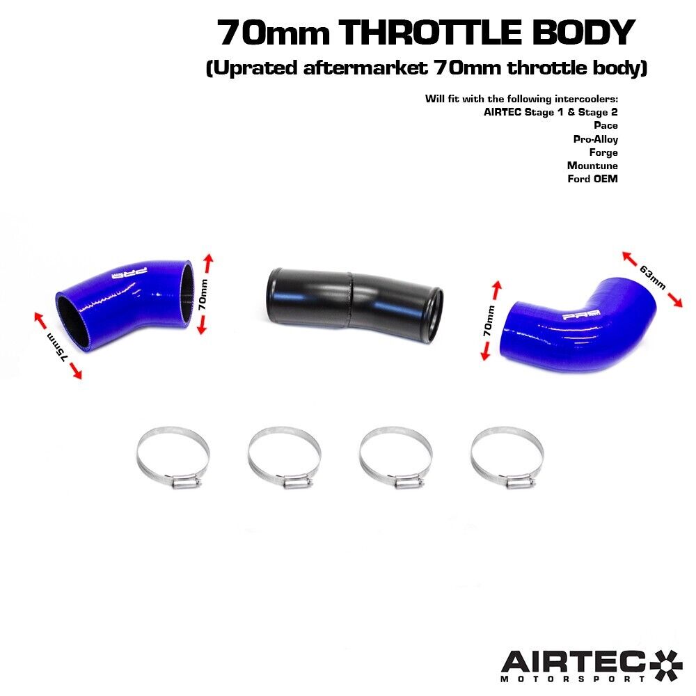 AIRTEC MOTORSPORT 70MM COLD SIDE BOOST PIPE FOR MK2 FOCUS RS + CLIPS