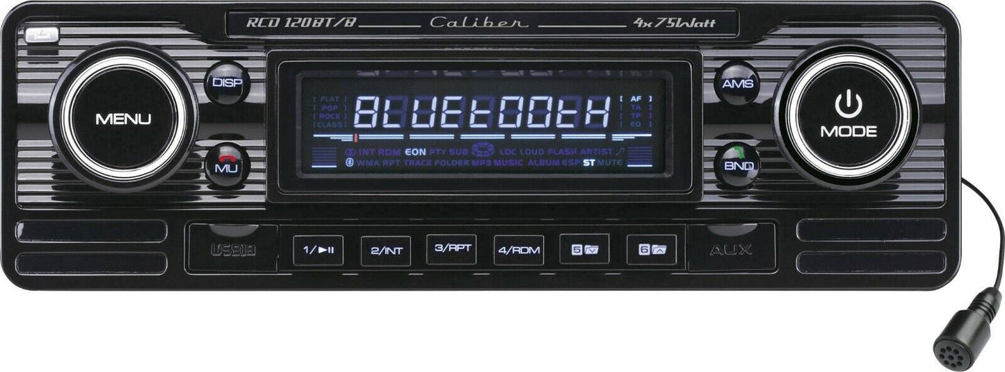 American Look Car Radio FM & Bluetooth Single DIN - Black Chrome (RCD120BT)