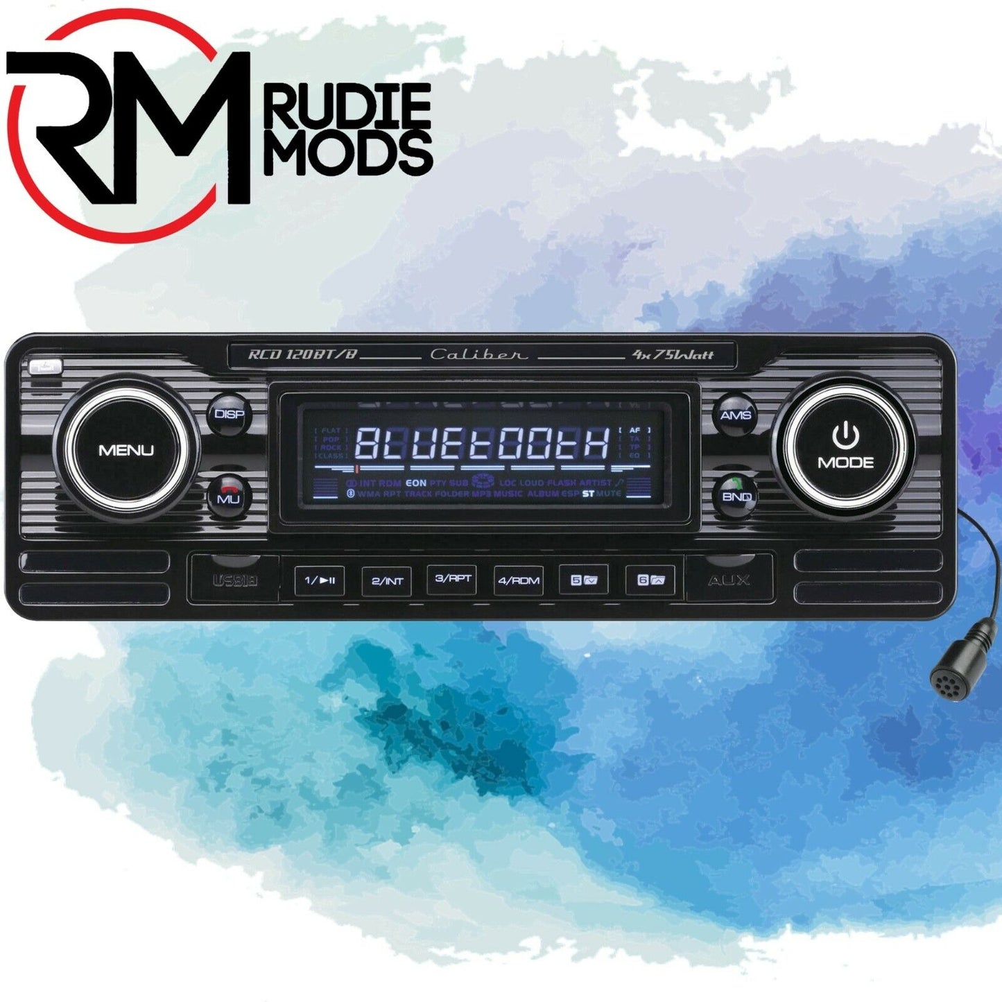 American Look Car Radio FM & Bluetooth Single DIN - Black Chrome (RCD120BT)