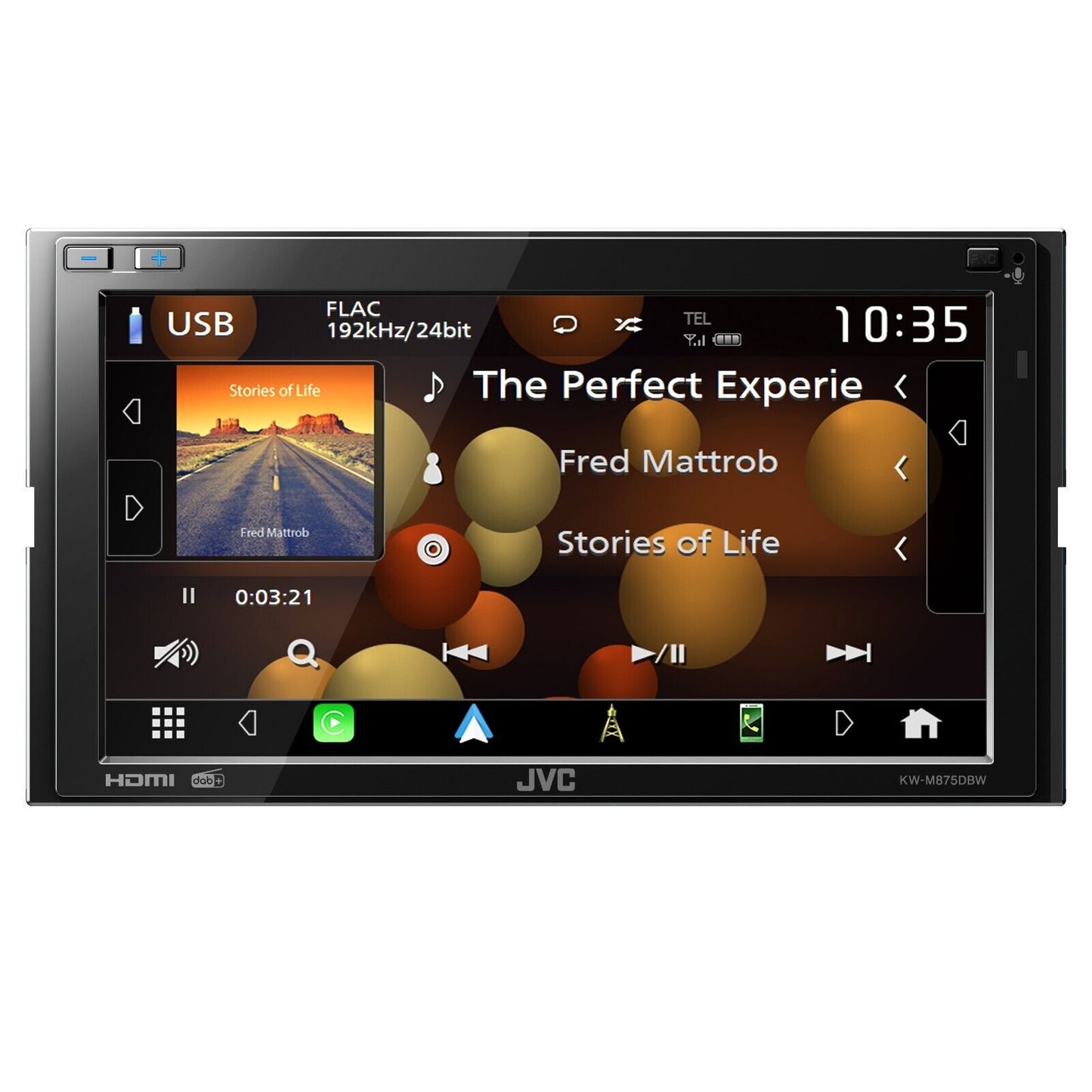 JVC KW M875DBW Mechless CAR DAB Radio 6.8" Carplay Android Auto 4 camera input