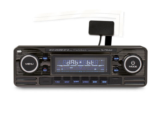 Classic Look Car radio with CD, DAB + and Bluetooth – Retro Look Black Chrome