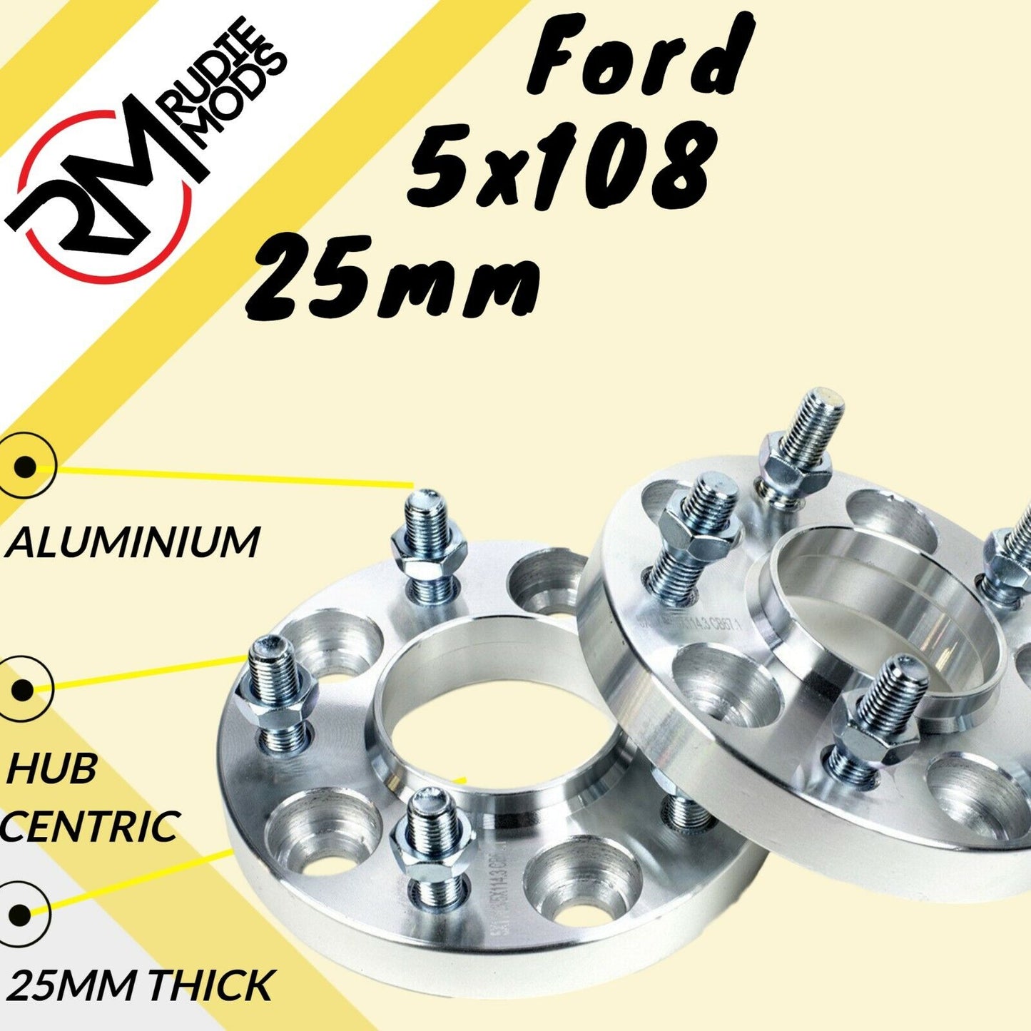 25mm Ford 5x108 Hubcentric wheel spacers 1 pair - UK MADE