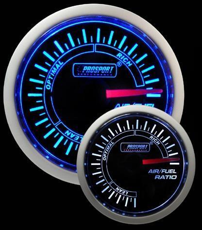 Prosport 52mm Super Smoked Blue / White Air Fuel Ratio Gauge