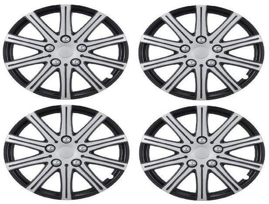 13" GLOSS BLACK  & SILVER CAR WHEEL TRIMS COVERS