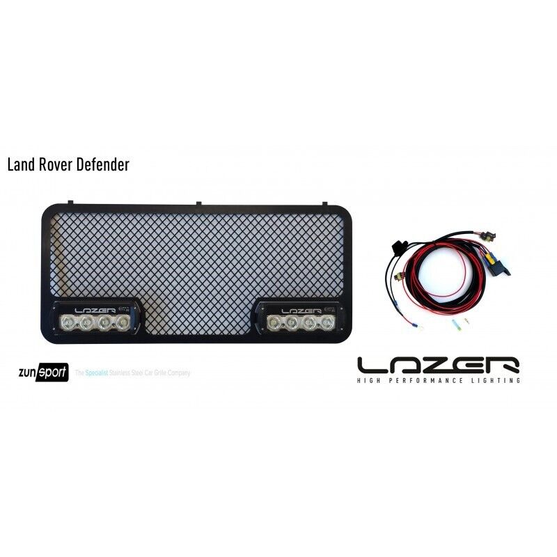 LANDROVER DEFENDER UPPER GRILLE WITH LAZER ST4 LIGHTS ZLL53107B