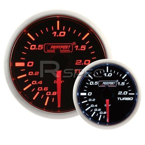 Prosport 52mm Super Smoked Amber / White Turbo Boost BAR Gauge