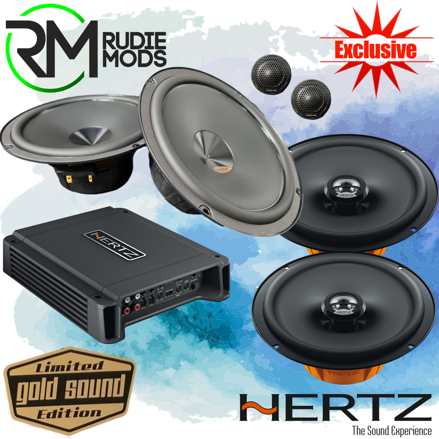 Hertz 6.5" Component & Coaxial Car Speakers & Amplifer Package DPK 165.3  HCP4D