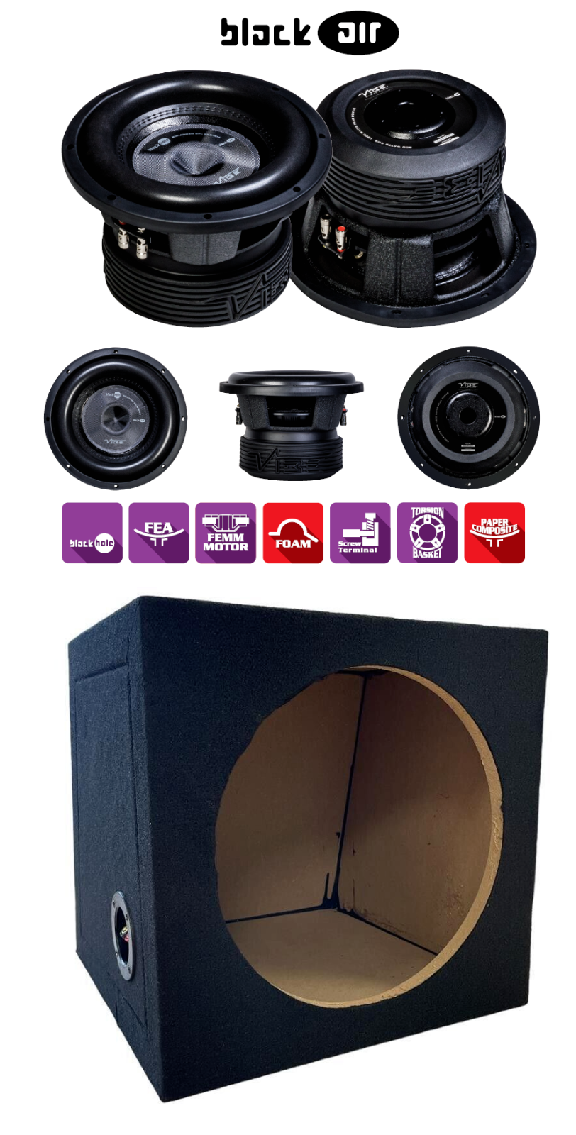 12" Sealed Car Audio Subwoofer Enclosure Choice of Vibe, Edge or Phoenix Gold