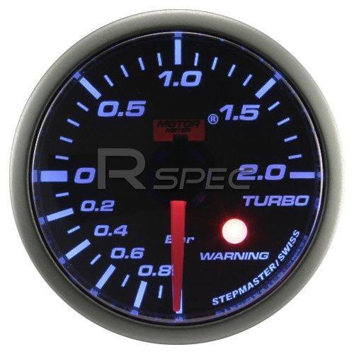 Car 52mm Smoked Blue 52mm Stepper Motor Boost Gauge BAR with warning