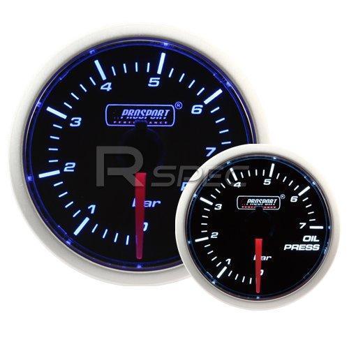 Prosport 52mm Super Smoked Blue / White Oil Pressure BAR gauge