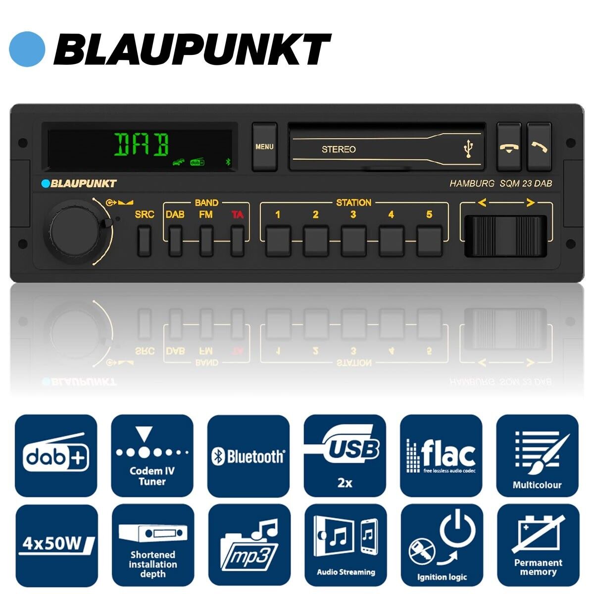 BLAUPUNKT HAMBURG SQM23 DAB Retro Car Radio Headunit