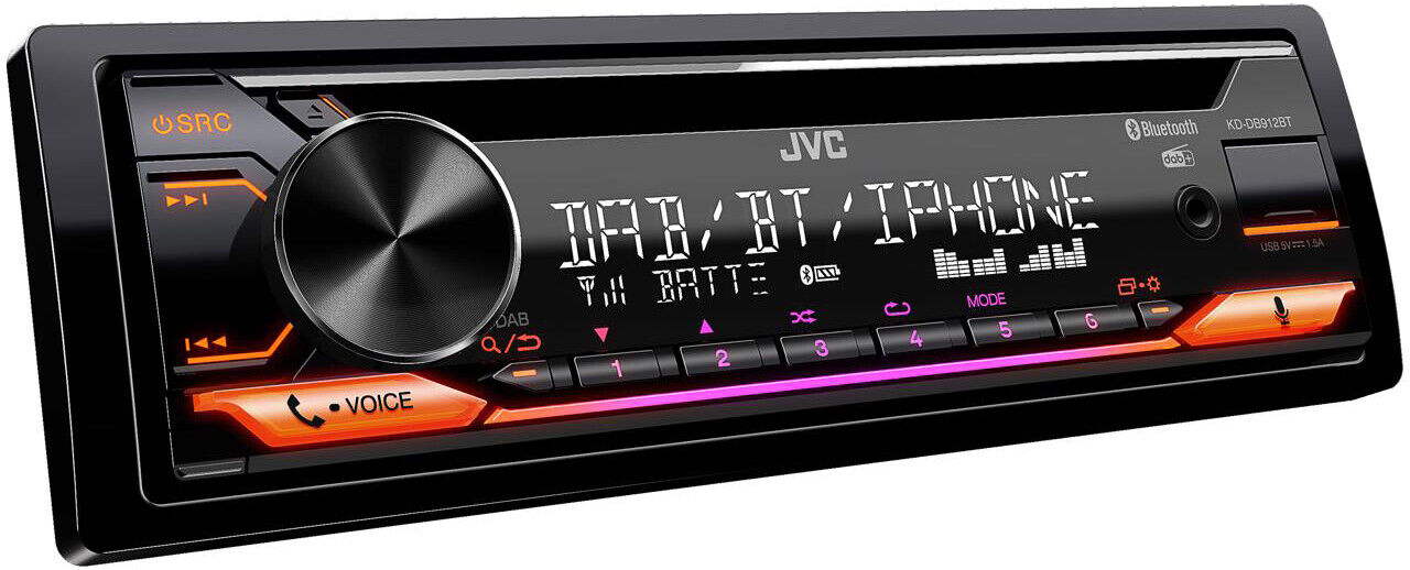 JVC KD DB912BT Single Din Car Stereo Headunit with DAB, CD, Bluetooth, USB