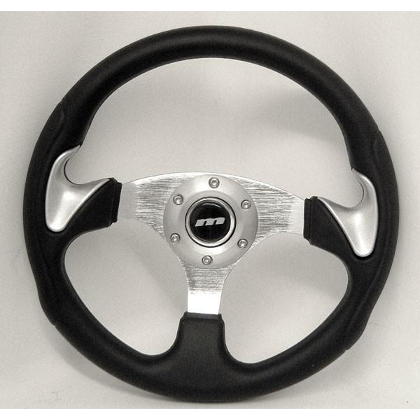 Mountney 320mm Sports Steering Wheel Black Silver 3 Spoke Centre