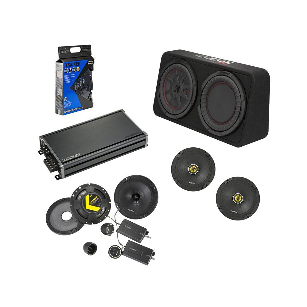 KICKER AUDIO Amplified Car Front & Rear Speakers & 10" Subwoofer Package