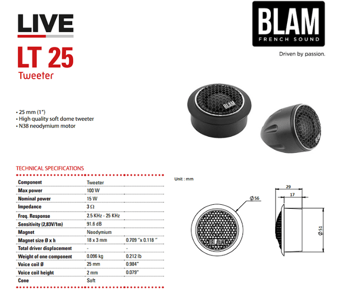 BLAM LIVE L165P - POWER 165mm (6.5 inch) 180W High-Performance 2-Way Speakers