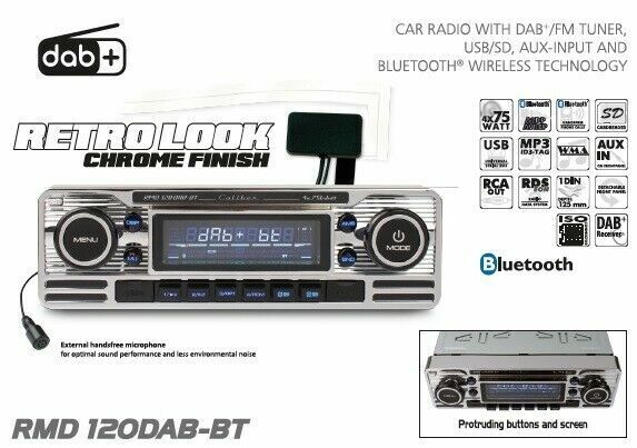 Caliber RMD120DAB-BT Retro Classic Style Car stereo with Bluetooth/Dab/USB Inc A