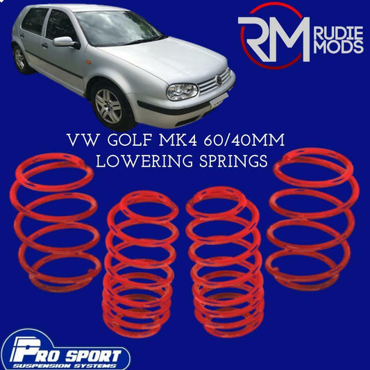 ProSport 60/40mm Lowering Springs for VW Golf Mk4 Authorised Dealer 121172