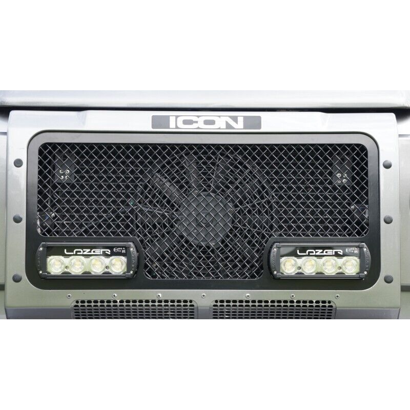 LANDROVER DEFENDER UPPER GRILLE WITH LAZER ST4 LIGHTS ZLL53107B