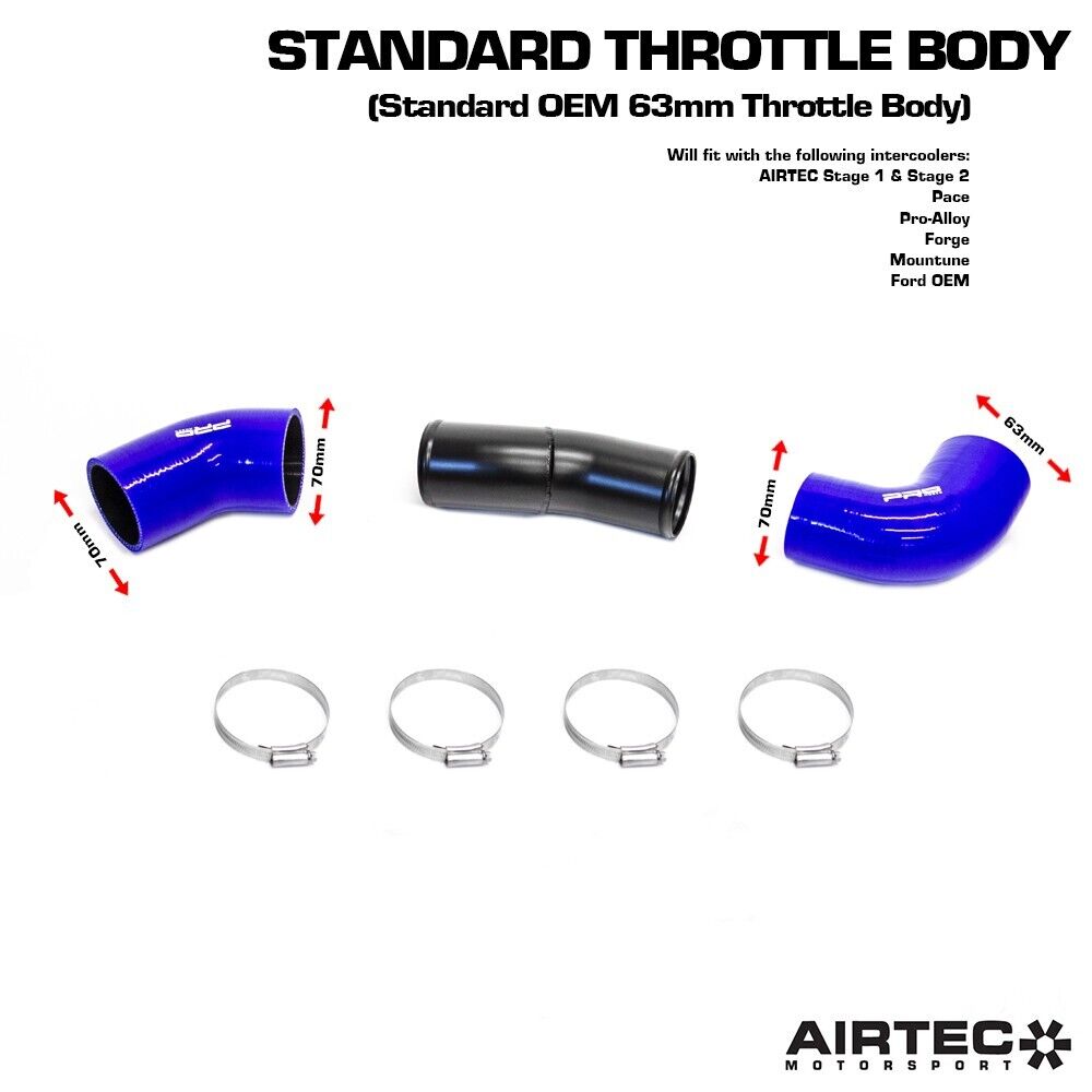 AIRTEC MOTORSPORT 70MM COLD SIDE BOOST PIPE FOR MK2 FOCUS RS + CLIPS