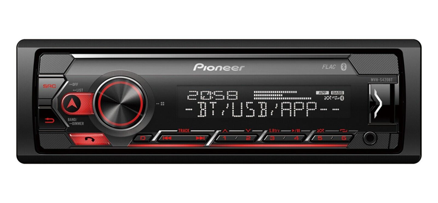 Pioneer MVH-S420BT Car Headunit with Bluetooth, Red illumination, USB, Spotify