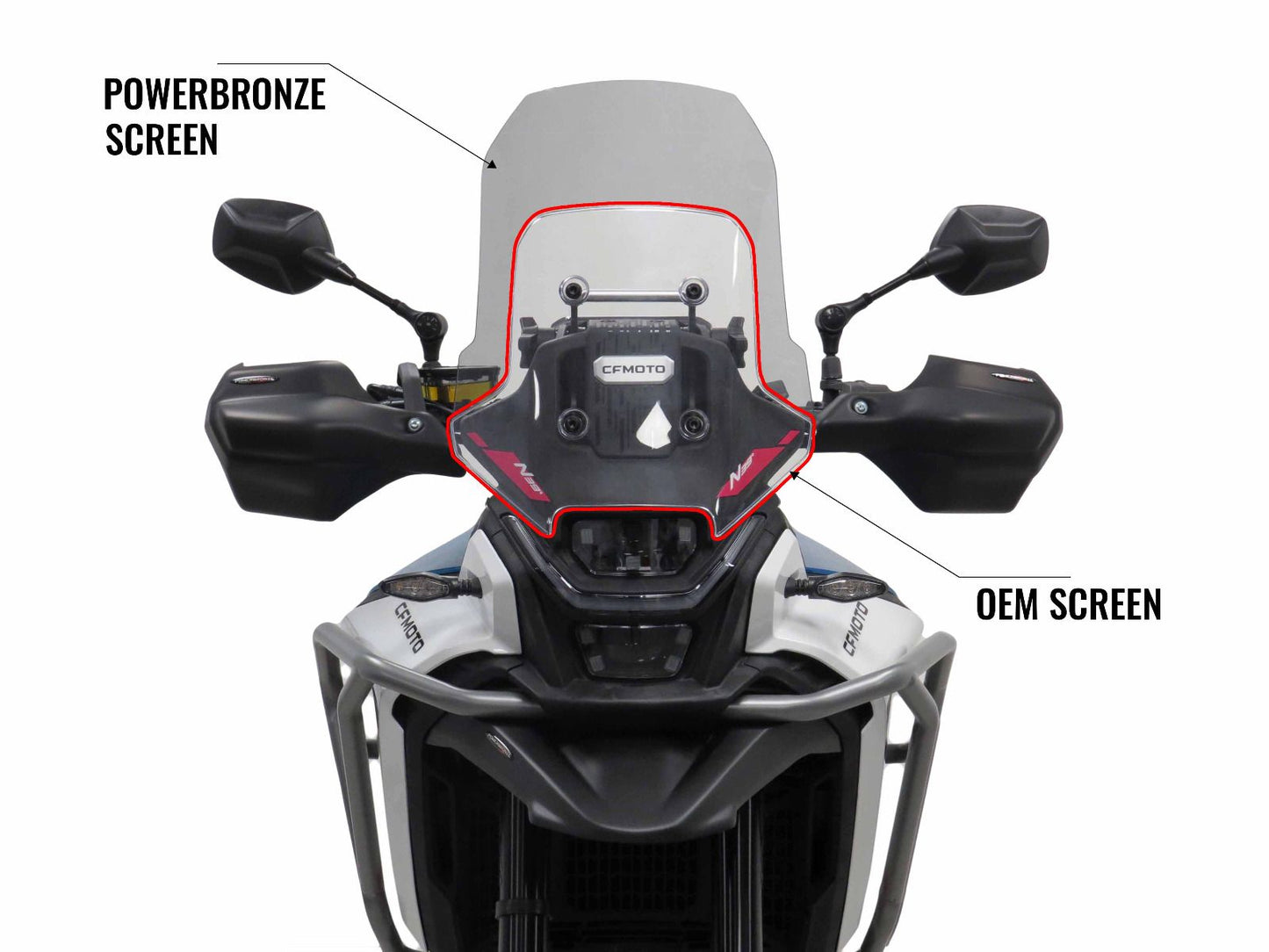 Touring Screen Windshields CF MOTO 450MT, 2024 To Present (385 MM HIGH)