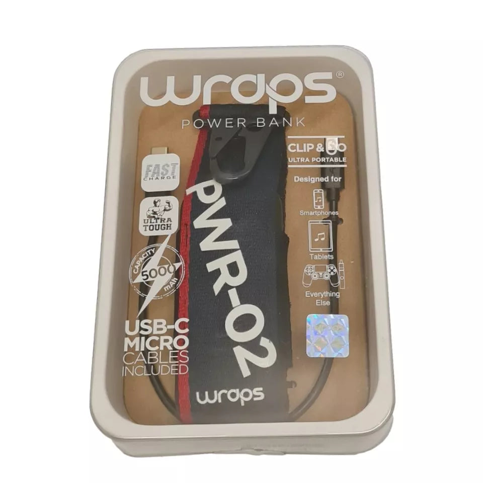 wraps ultra portable power bank 5000mAh fast charger battery 5v dc 2.4 amp